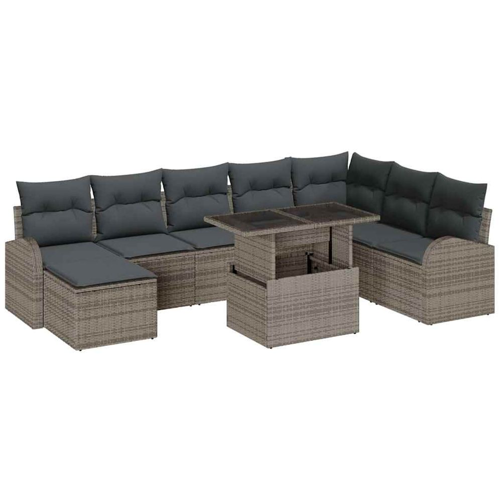 Ensemble de canapé de jardin 9 pc gris poly rotin