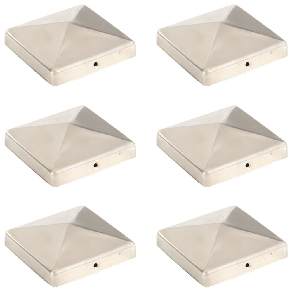 Bouchons de poteau de clôture pyramidaux 6 pcs inox 101x101 mm