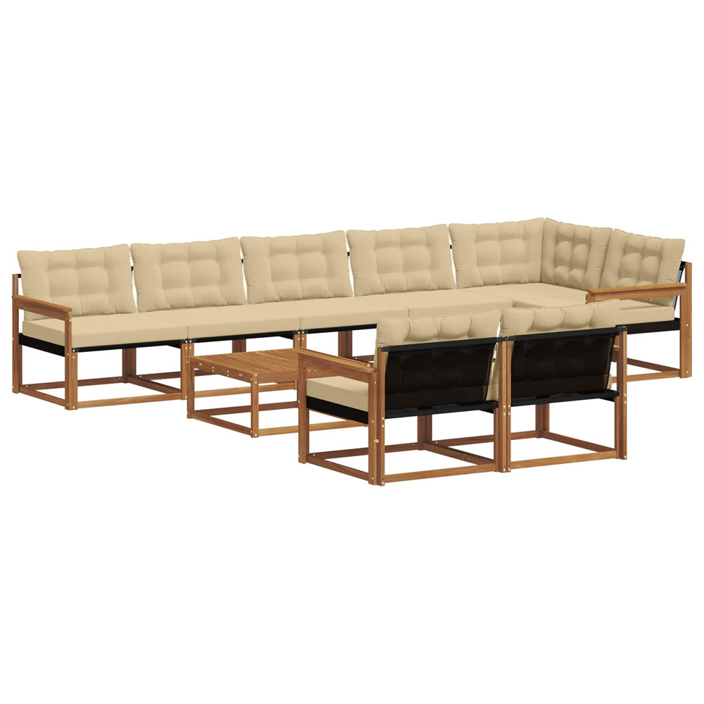 Ensemble de canapés d'extérieur 9 pcs naturel et beige