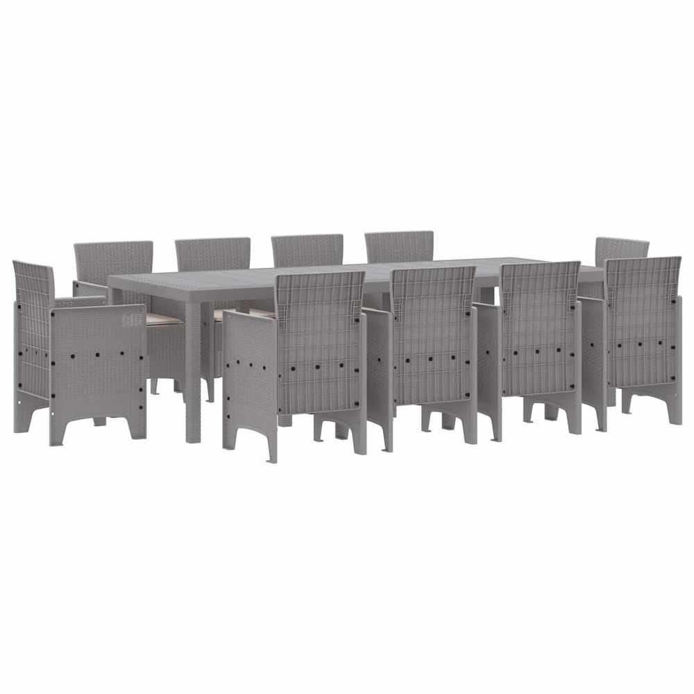 Ensemble de salle à manger pour jardin 11 pc gris clair