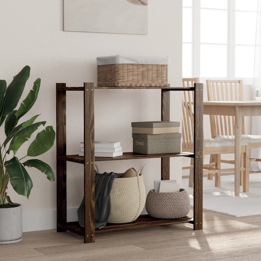 Support de rangement à 3 niveaux noir 80x38x90 cm bois pin