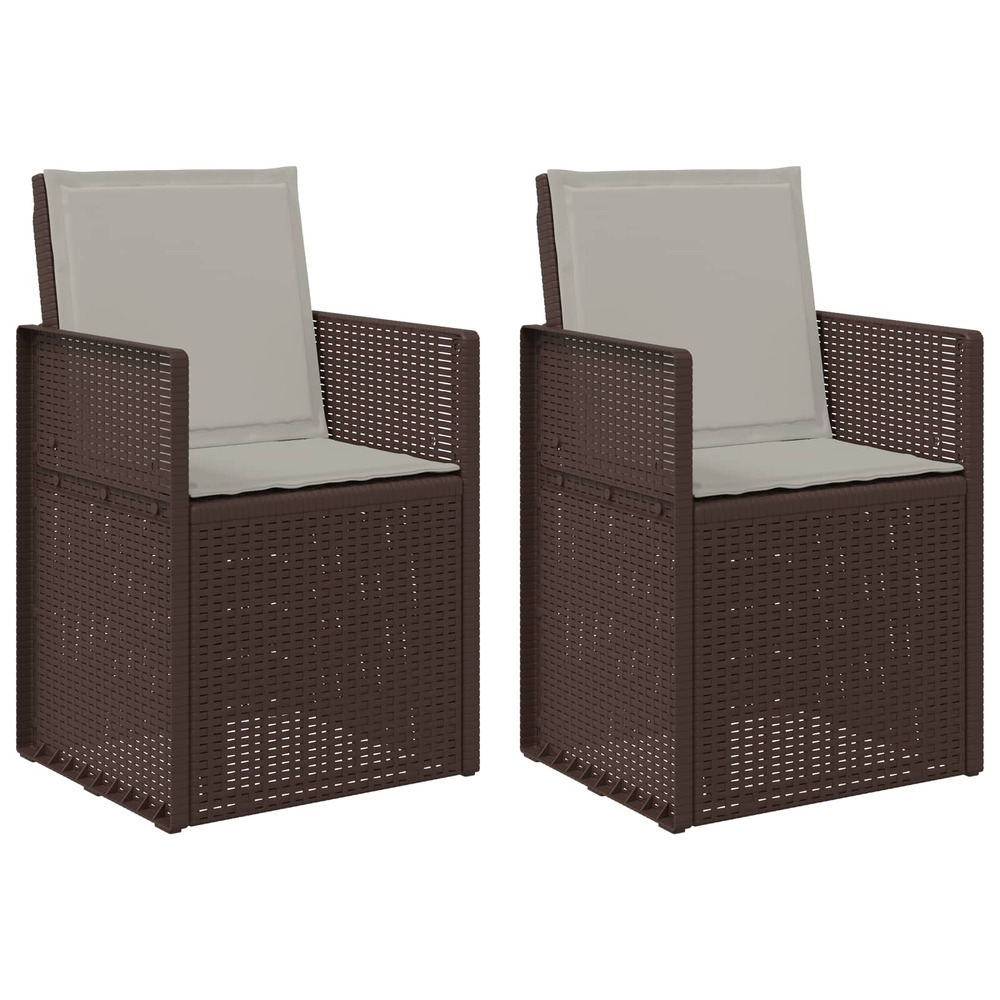 Chaises de jardin salle à manger 2 pcs marron et gris clair pp