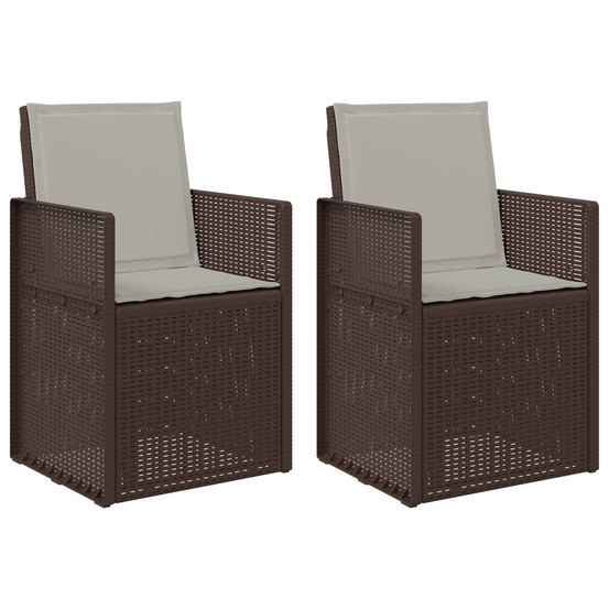 Chaises de jardin salle à manger 2 pcs marron et gris clair pp