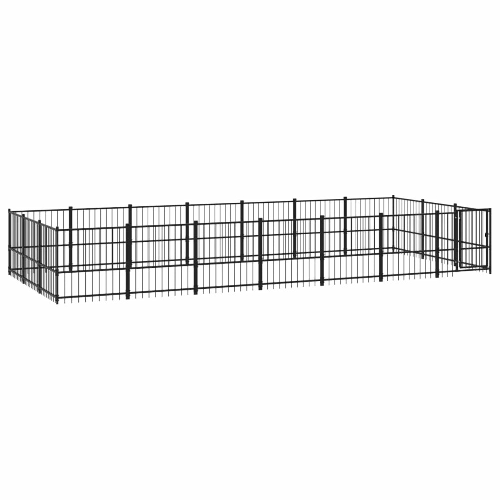 Chenil cage enclos pac animaux d'extérieur pour chiens acier 19,76 m² noir
