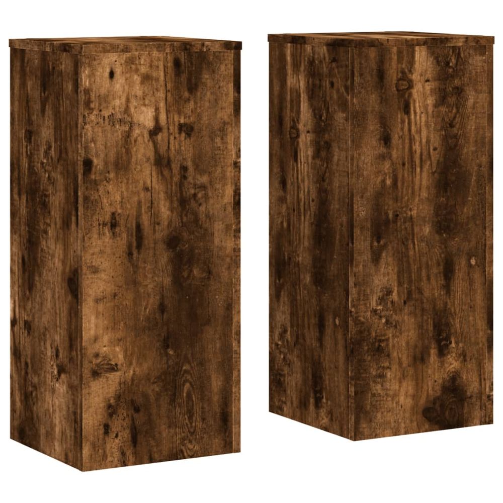 Support de plante 2 pièces chêne fumé 30 x 30 x 70 cm