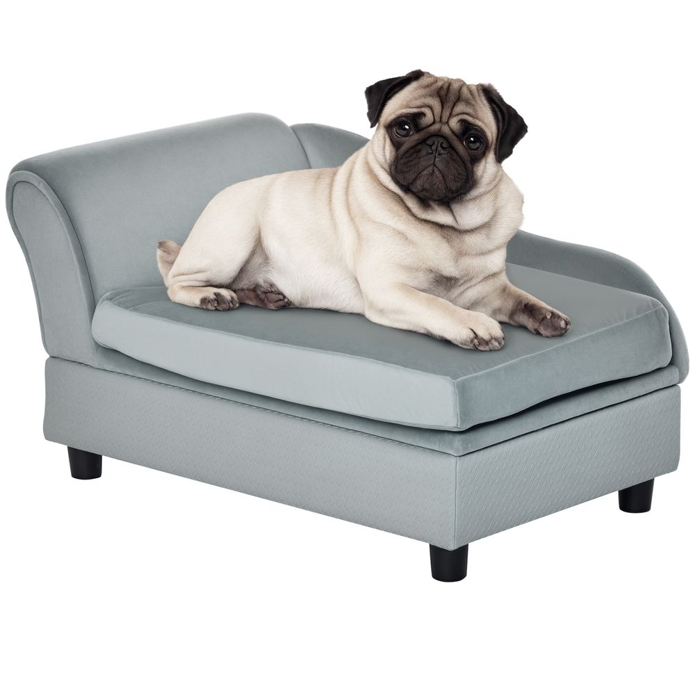 Canapé pour chien bois et tissu intérieur coffre de rangement gris 76x45x43cm - comfortxl outdoor living