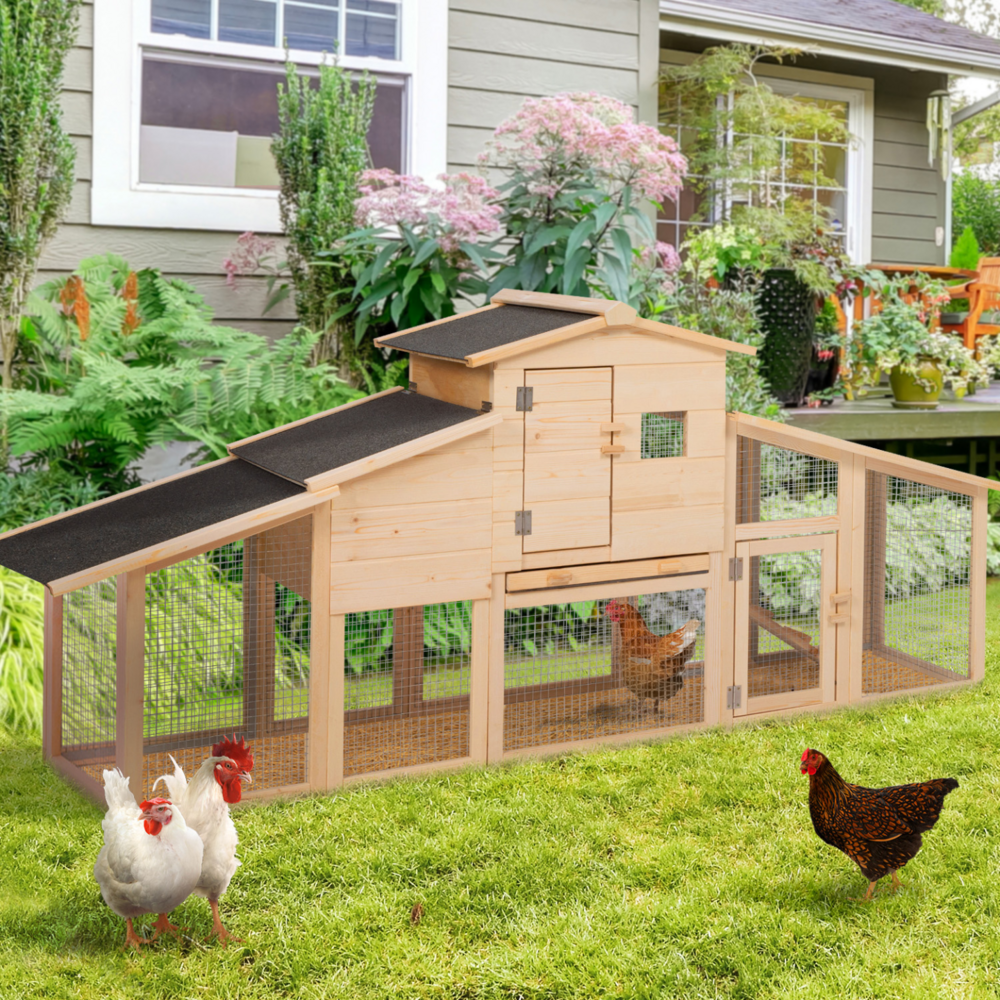 Poulailler vip avec pondoir et clapier double xxl en bois