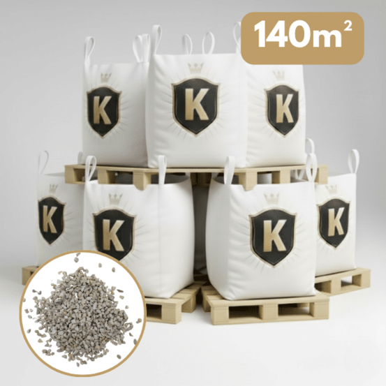 Gravillons calcaire blanc 6/10 mm – pack 7 big bag +/- 1,5t – 140 m²