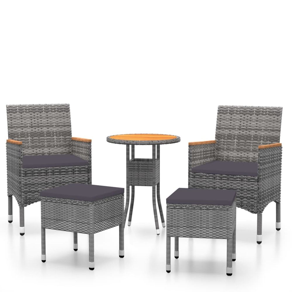 Salon de jardin 5 pcs résine tressée gris