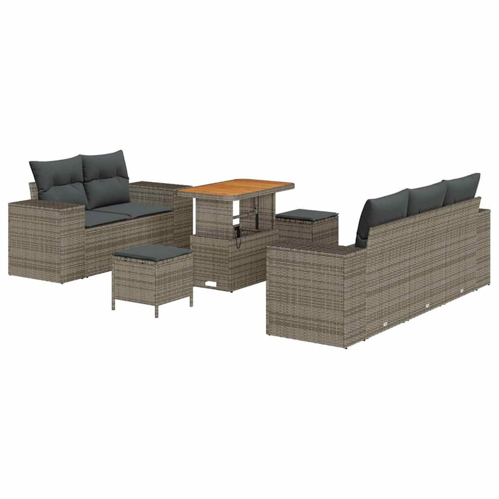 Ensemble de canapé de jardin 8 pcs gris poly rattan
