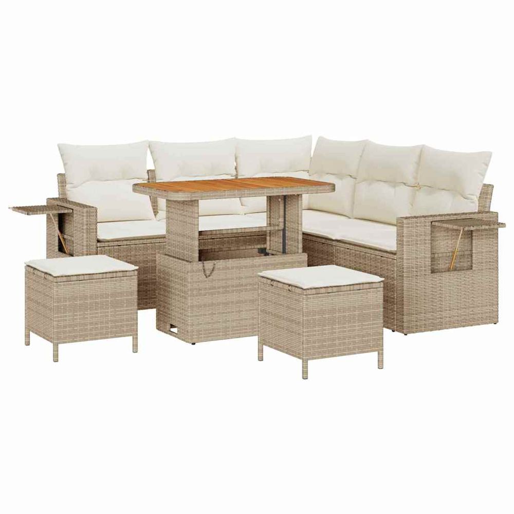 Ensemble de canapé de jardin 8 pc beige polyrotin