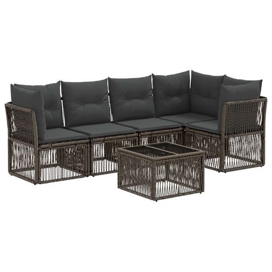 Ensemble de canapé de jardin 6 pc gris polyrotin