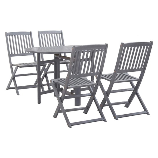 Ensemble à manger de jardin 5 pcs bois d'acacia massif gris