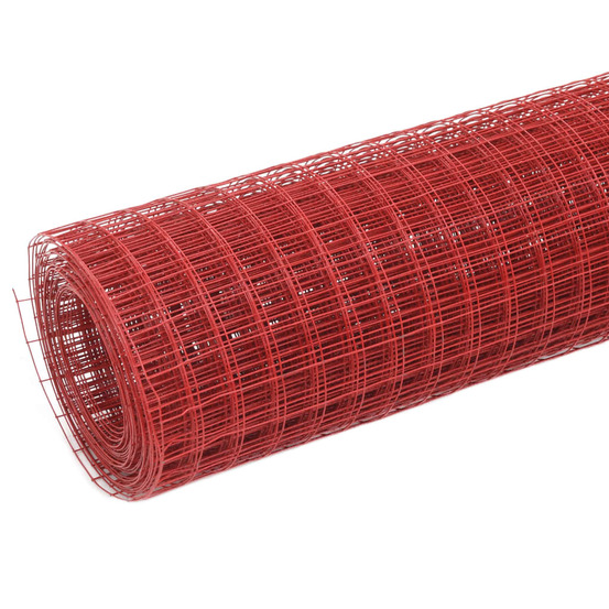 Grillage acier avec revêtement en pvc 10x0,5 m rouge