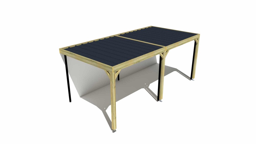 Carport bois • 6m x 3m • adossée • sens largeur • livraison comprise