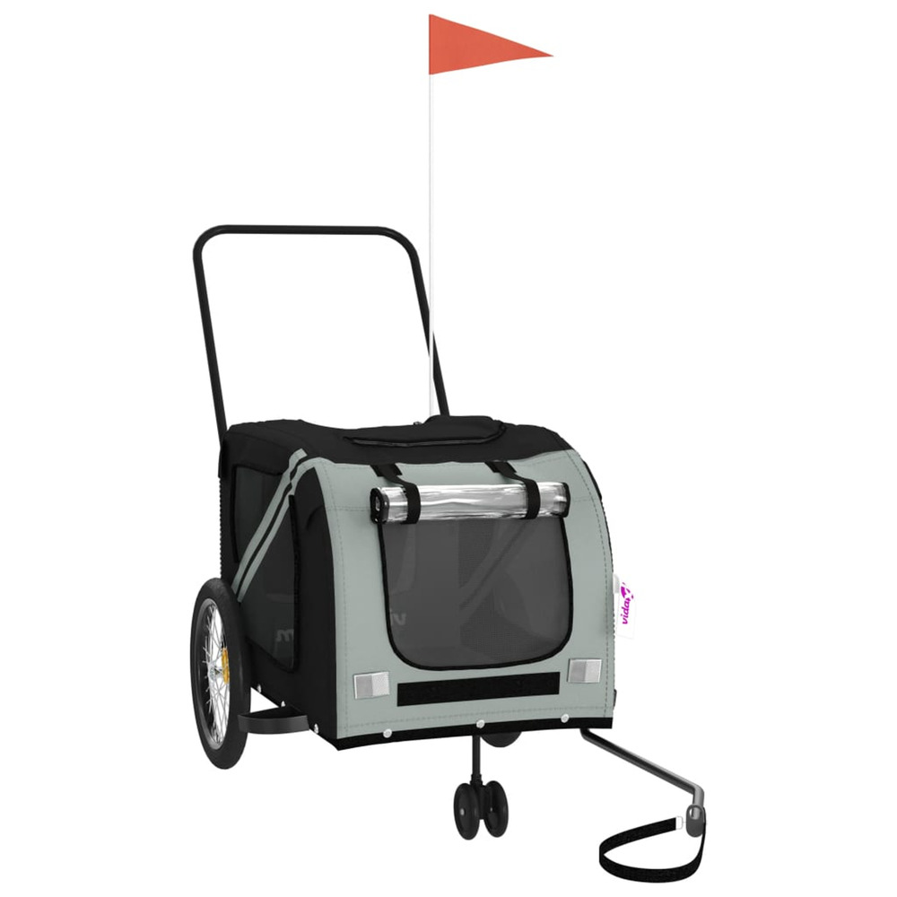 Remorque de vélo pour animaux de compagnie gris et noir