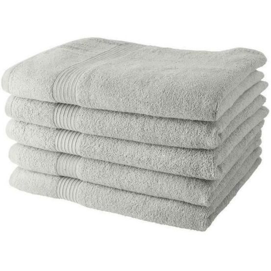 Lot de 5 draps de bain 70x130 cm 100% coton - craie