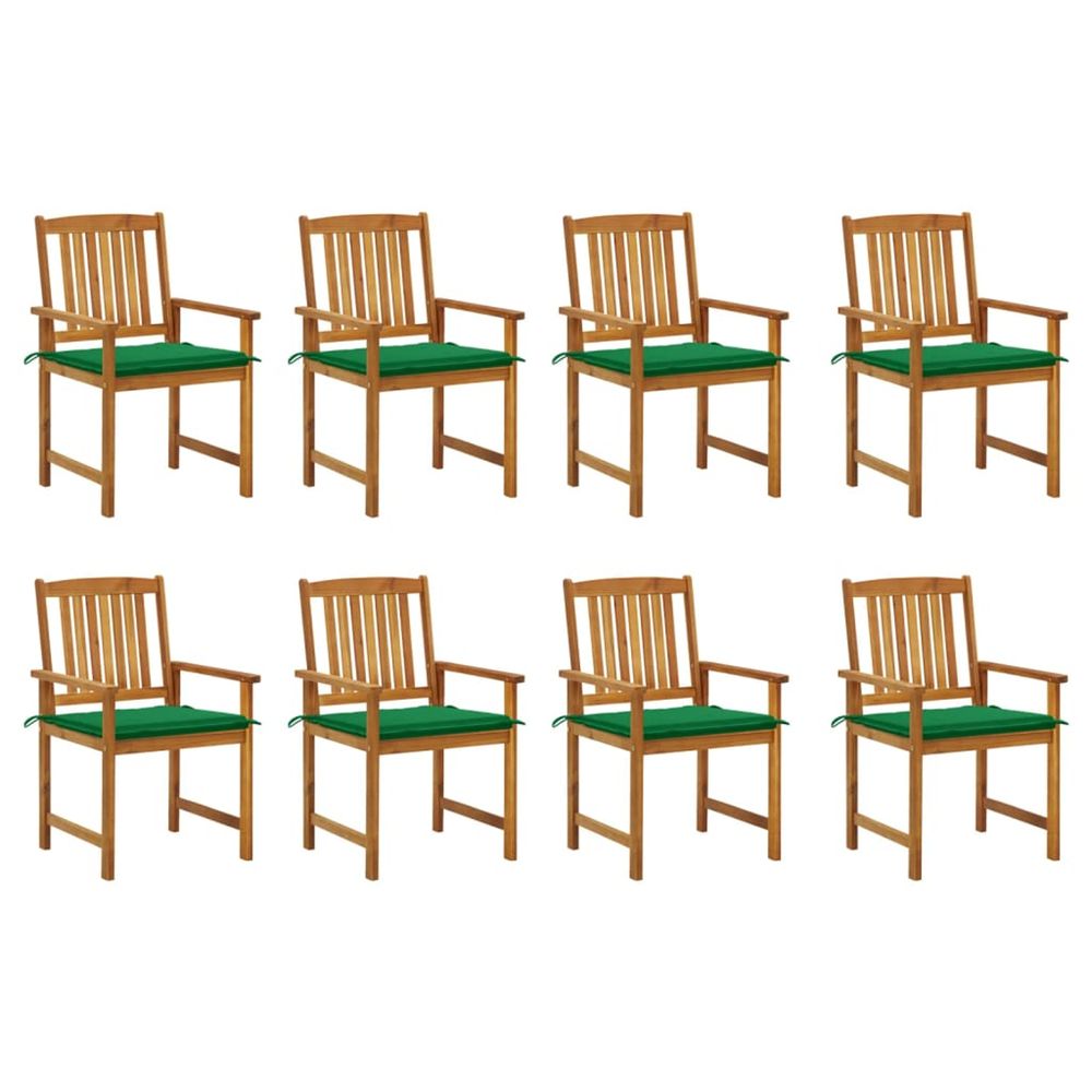 Chaises de jardin avec coussins lot de 8 bois d'acacia solide
