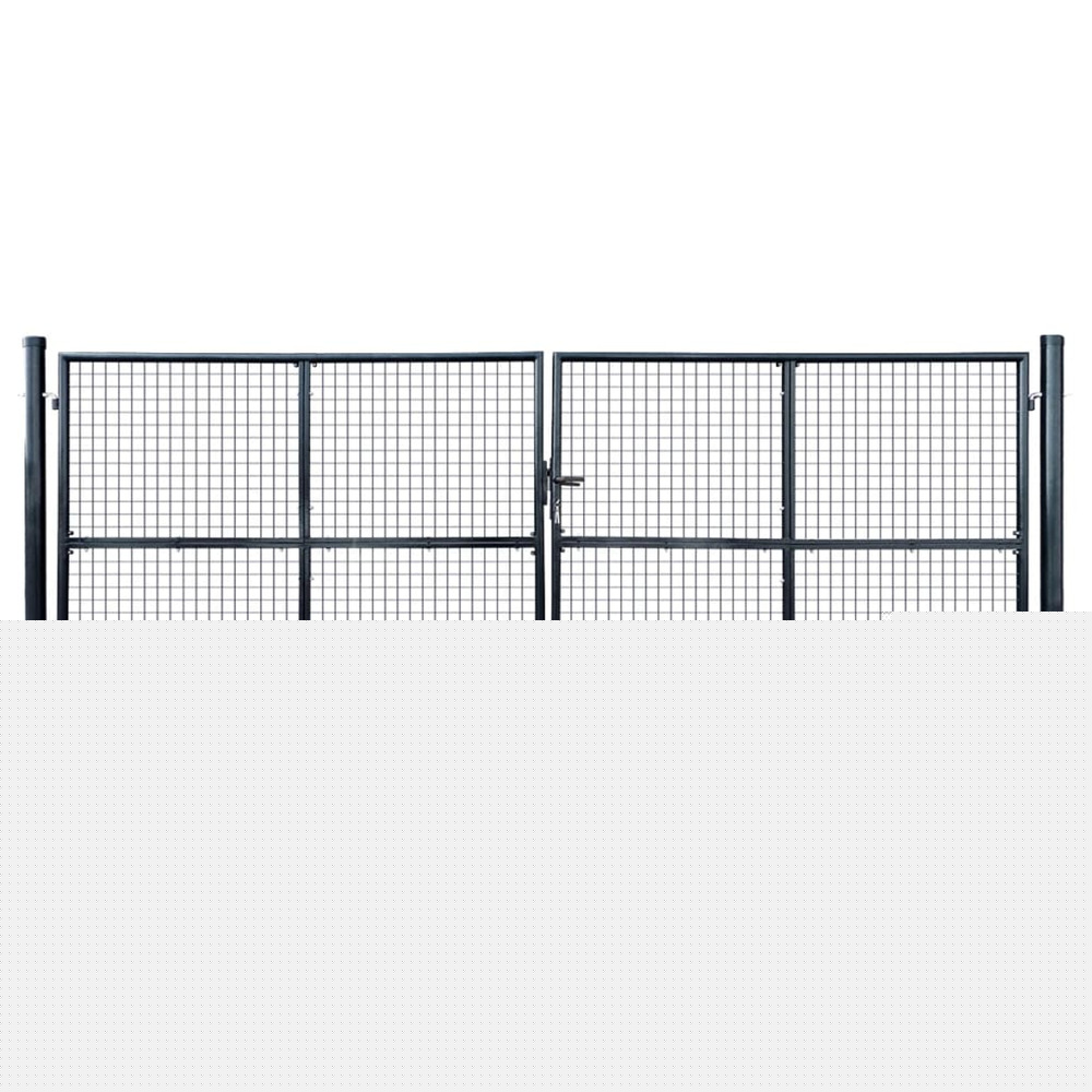 Portail de jardin grillagé en acier galvanisé gris 400 x 150 cm