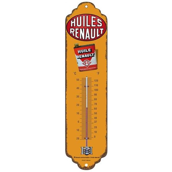 Thermomètre en métal pub 28 x 6.5 cm huiles renault