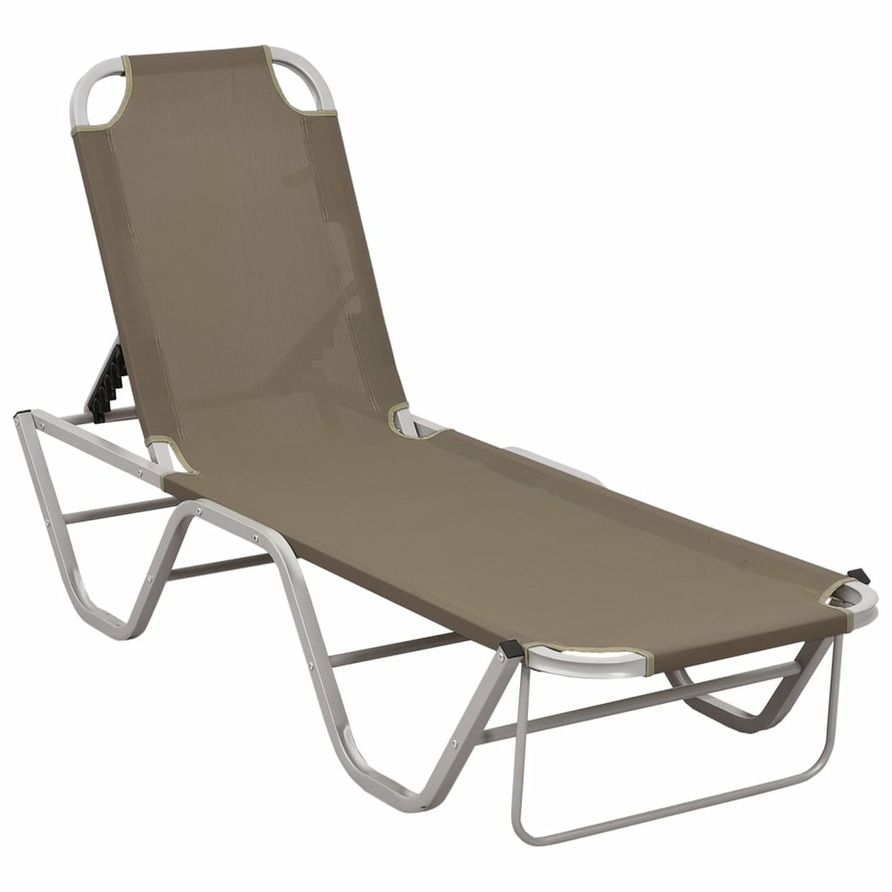 Chaise longue aluminium et textilène taupe bain de soleil