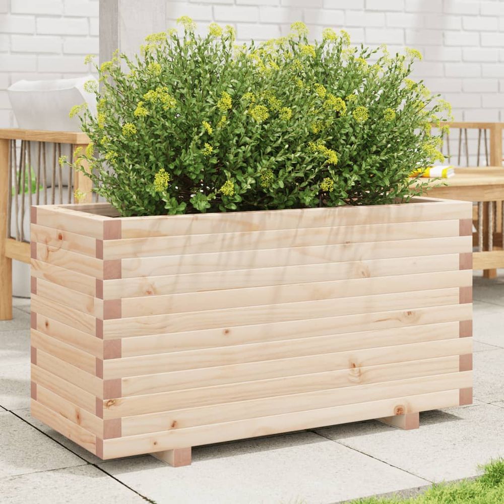 Grande jardinière bois de pin naturel à peindre 90x40cm terrasse