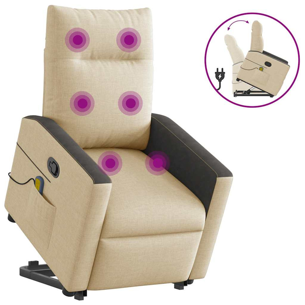 Fauteuil inclinable de massage crème tissu