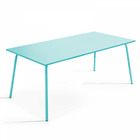 Table de jardin rectangulaire en métal turquoise 180 cm