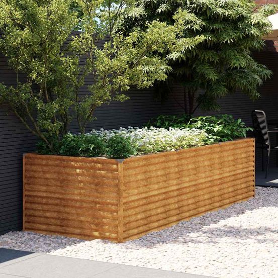 Grand carré potager en acier corten 290x100cm pour jardin potager