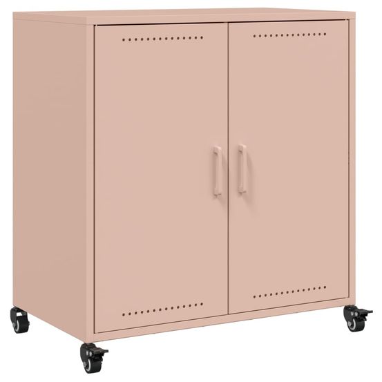 Buffet bahut commode armoire meuble de rangement organisateur cuisine salle de séjour salon 68,5 x 39 x 72 cm acier rose 02_0
