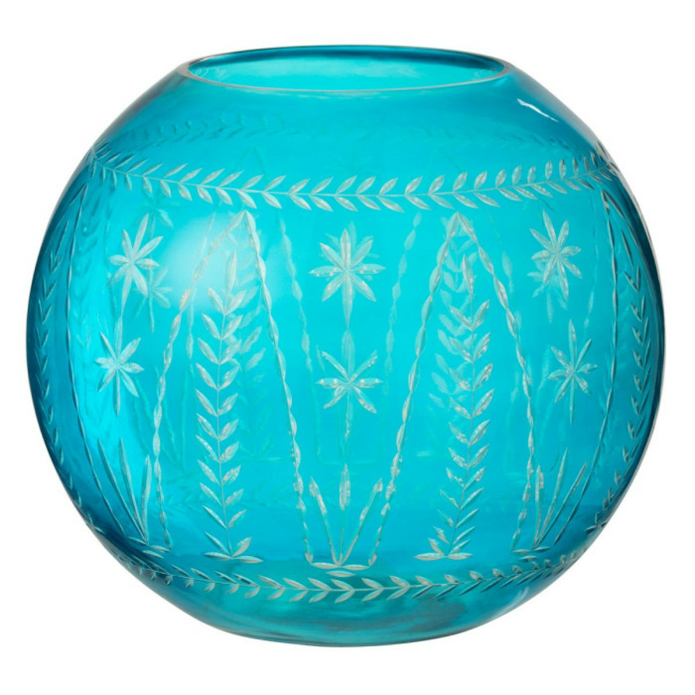 Vase rond en verre tarifa 27cm bleu azur