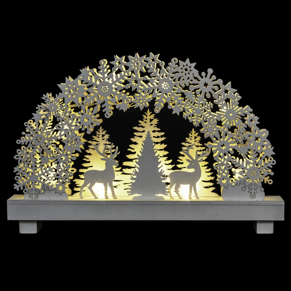 Déco de noël lumineuse village en bois 8 led blanc chaud