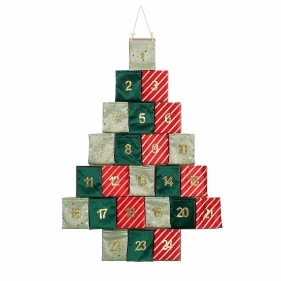 Mica decorations calendrier de l'avent - l72 x l1 x h51 cm - feutre - vert, rouge