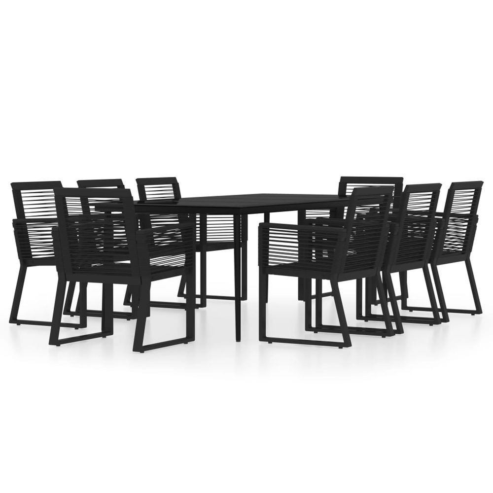 Ensemble à manger de jardin 9 pcs noir