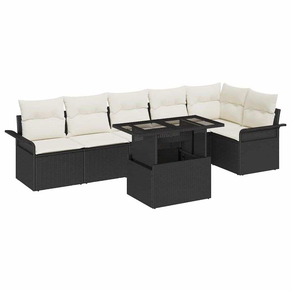 Ensemble de canapé de jardin 7 pc noir