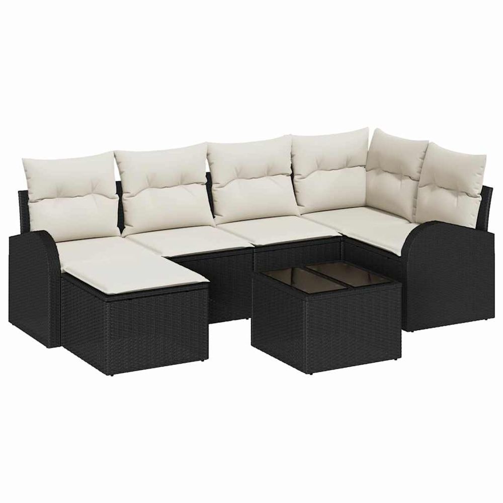Ensemble de canapés 7 pc noir et blanc polyrotin