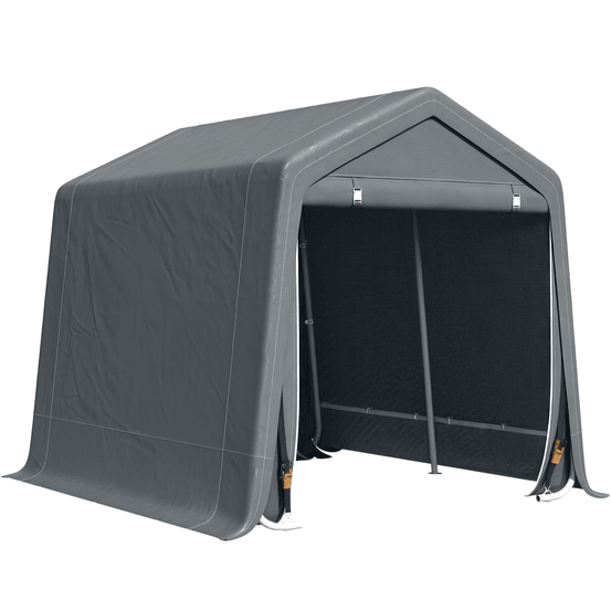 Tente garage extérieur voitures motos métal tissu pe porte zippée 280x240x240cm gris - comfortxl outdoor living