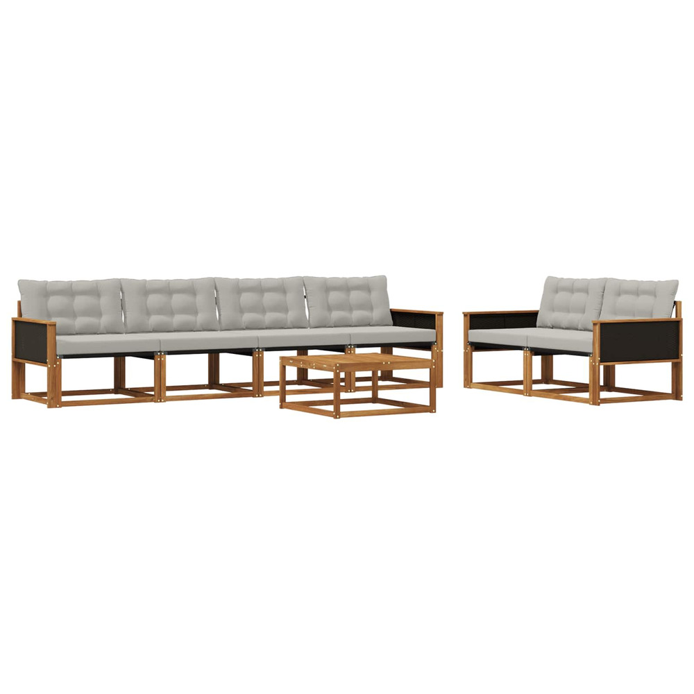 Ensemble de canapés d'extérieur 7 pcs naturel et gris clair