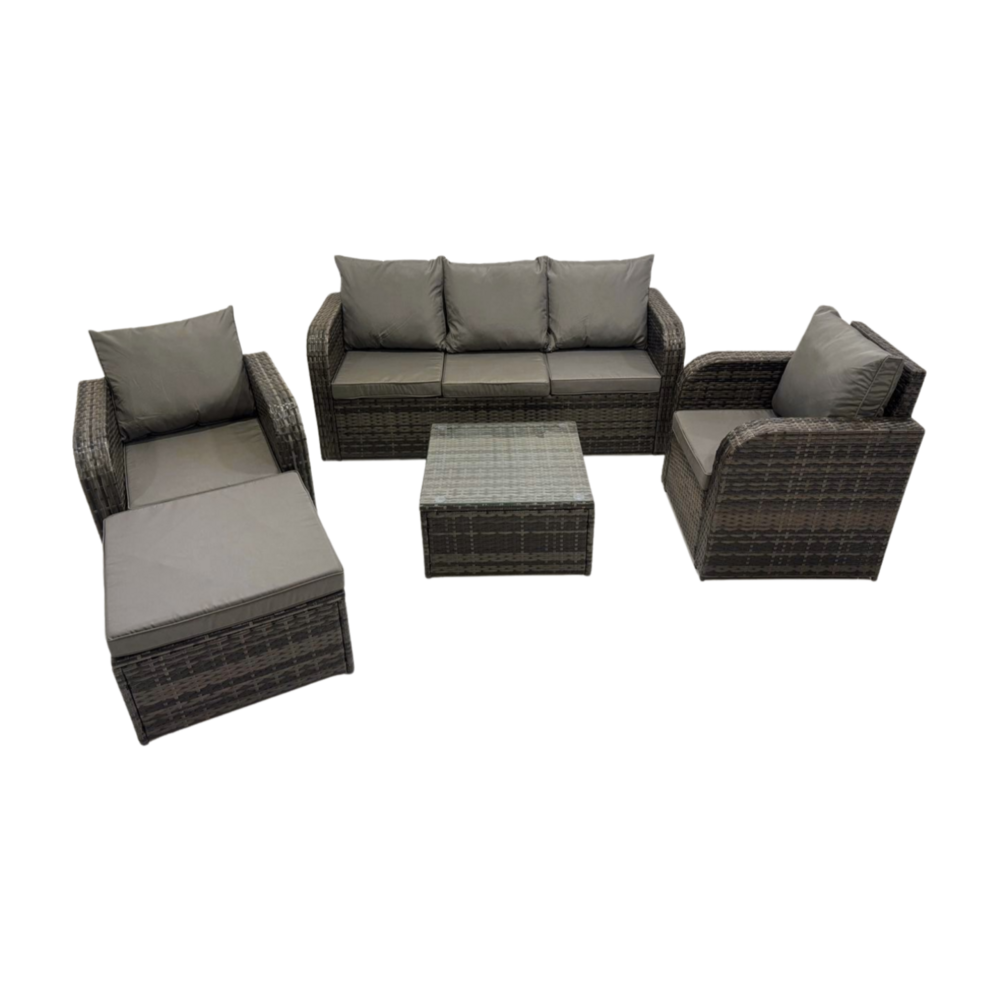 Ensembles de meubles de jardin 6 places canapés de terrasse avec chaise inclinable canapé 3 places grand tabouret gris foncé mixte