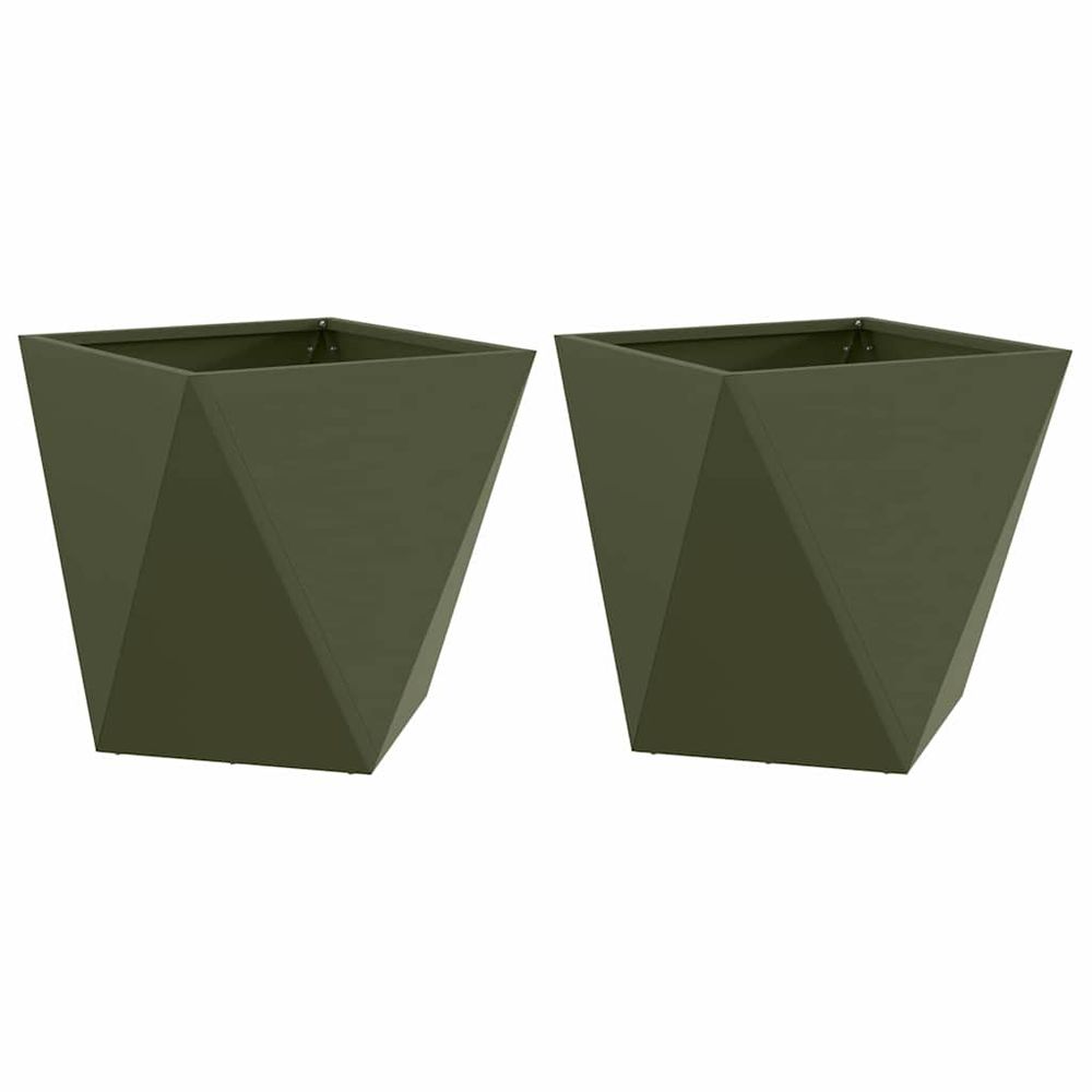 Jardinière 2 pcs vert olive 40 x 40 x 40 cm acier