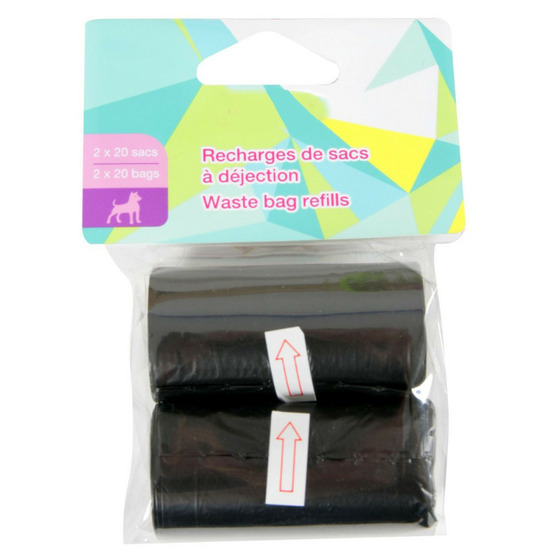 Sacs déjection rouleaux recharge 2 x 20 sacs pour chien