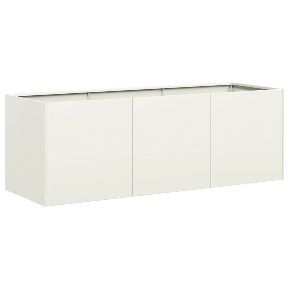 Jardinière d'extérieur blanc 120x40x40 cm acier laminé à froid