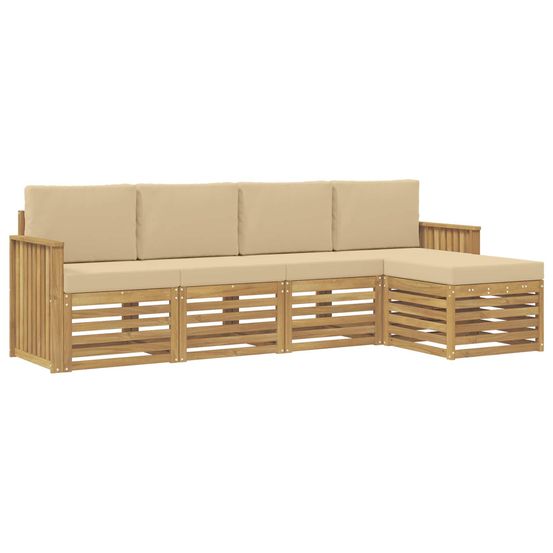 Ensemble de canapés d'extérieur 5 pc blanc et beige polyester