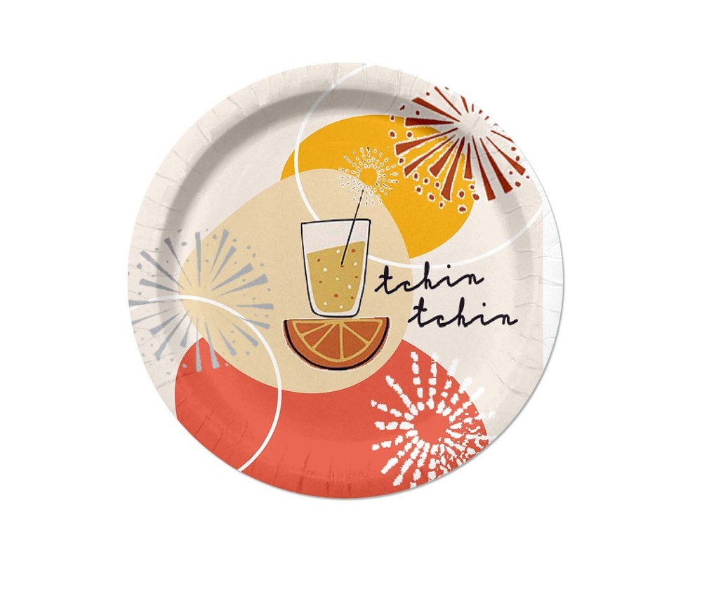 Set de 10 assiettes en carton 23 cm apero tchin