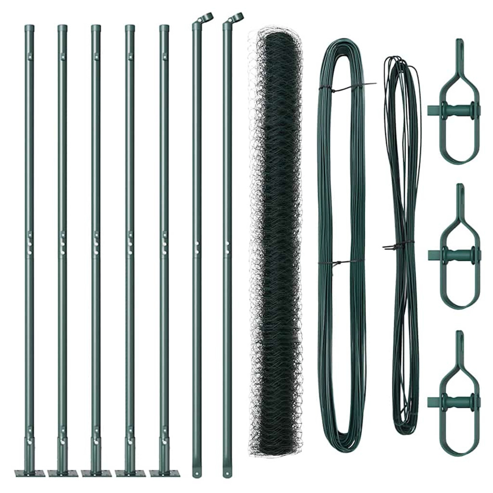 Poteau de clôture. Vert 10 x 1,5 m (maille 50 mm) acier et pvc