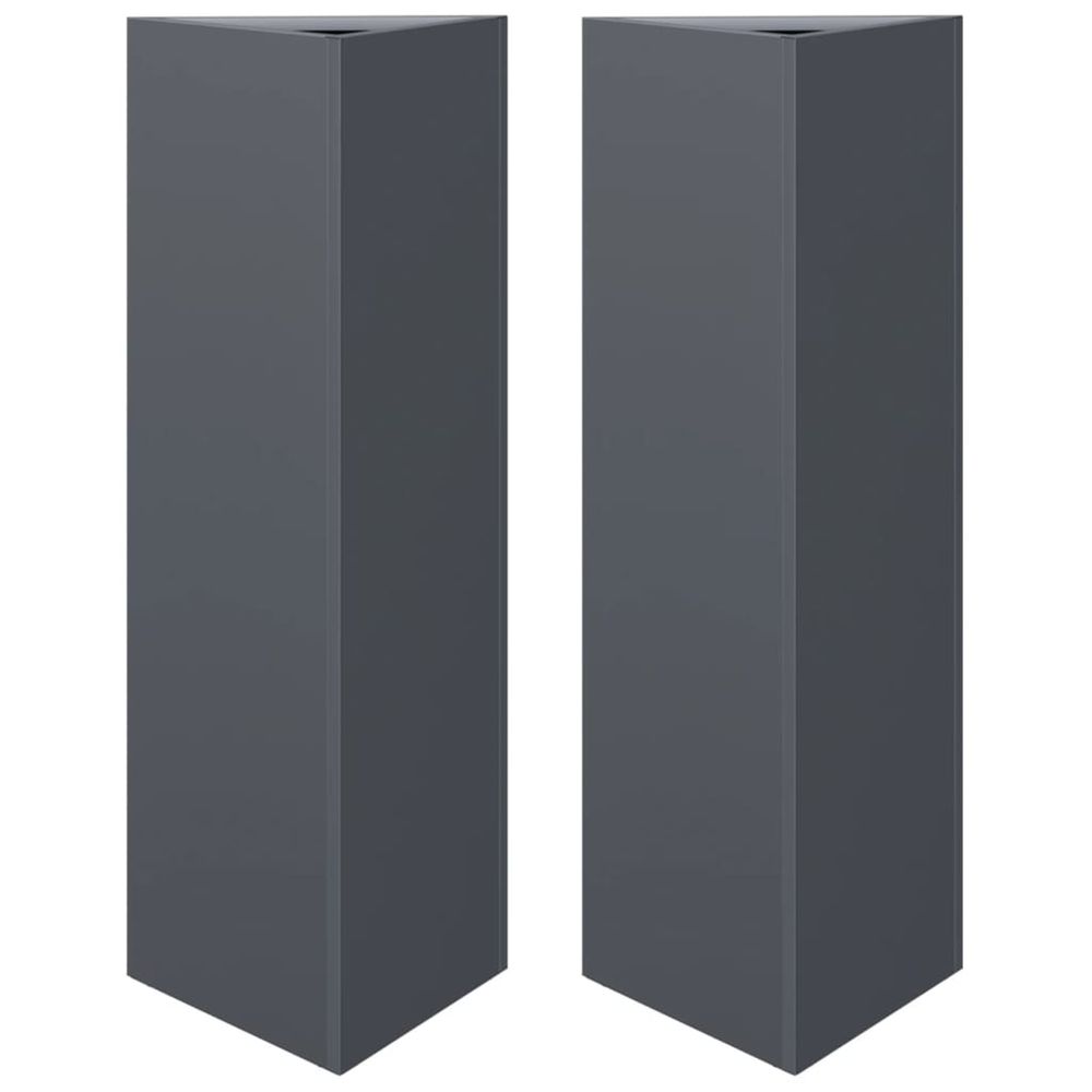 Jardinière d'extérieurs 2 pcs anthracite triangulaire 30x26x75 cm acier