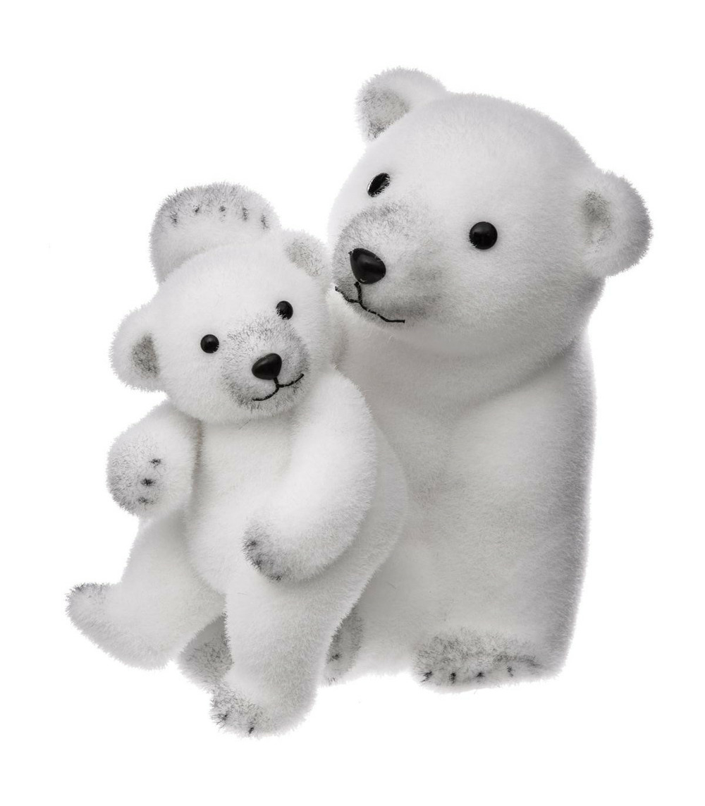 Déco de noël ours et ourson h 30 cm