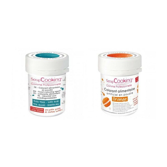 2 colorants alimentaires en poudre - bleu foncé-orange