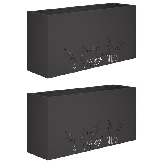 Cache-pot de jardin 2 pc noir 100 x 30 x 49 cm