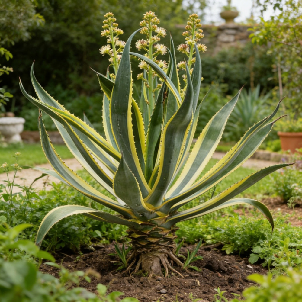 Agave d'amérique panaché 40/50cm pot 30l - agave americana variegata